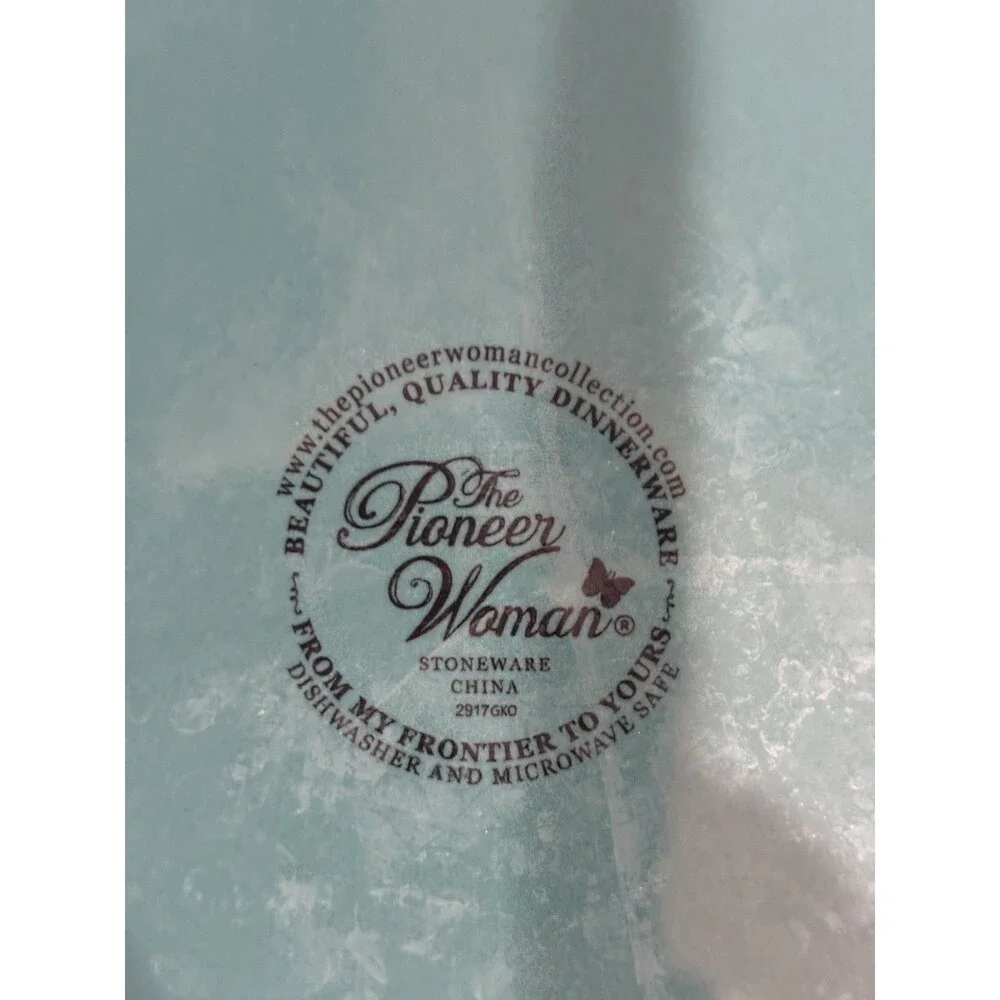 Set Of 3 PIONEER WOMAN Cowgirl Lace Teal Salad Plates Embossed Scalloped 8.75